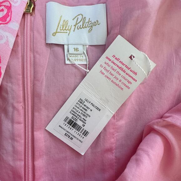 NEW Lilly Pulitzer Calina Linen Midi Dress Conch Shell Pink Flamingle Garden - Picture 4 of 10